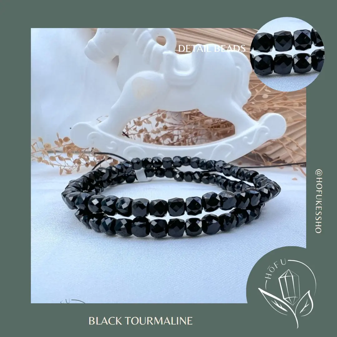 Gelang Batu Black Tourmaline Natural Crystal Bracelet