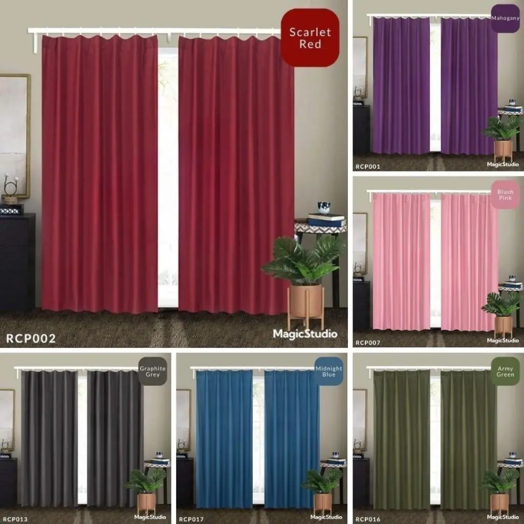 Langsir Tingkap Murah Curtain Semi Blackout Kain Langsir raya Pintu Door Curtains blinds plain colour
