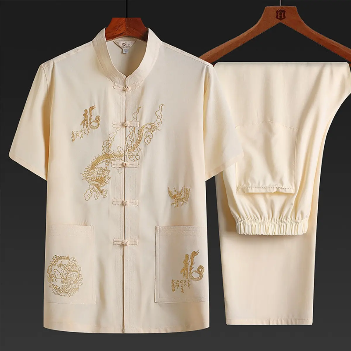 Đường ăn mặc trung niên và người cao tuổi Hanbok mùa hè ngắn tay áo sơ mi thiết lập cộng với kích thước Taichi tập thể dục buổi sáng