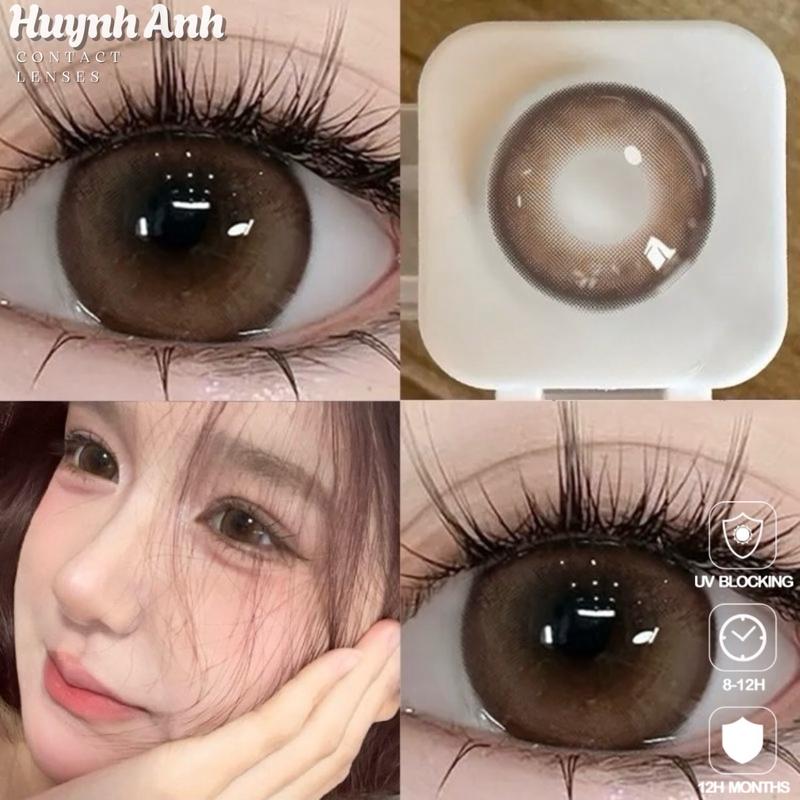 Lens Mắt Kính Áp Tròng nâu rượu tây trầm rum brown Dia 14.5mm Gdia 14.4mm [Giá 1 Đôi + Kèm Khay Dụng Cụ]
