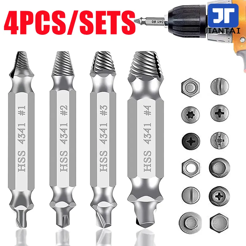 4Pcs Damaged Screw Extractor Speed Out Drill Bits Tool Set Broken Bolt ...