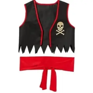 Rompi Bajak Laut Flanel Rompi Bajak Laut List Merah Kostum Halloween Anak Dewasa