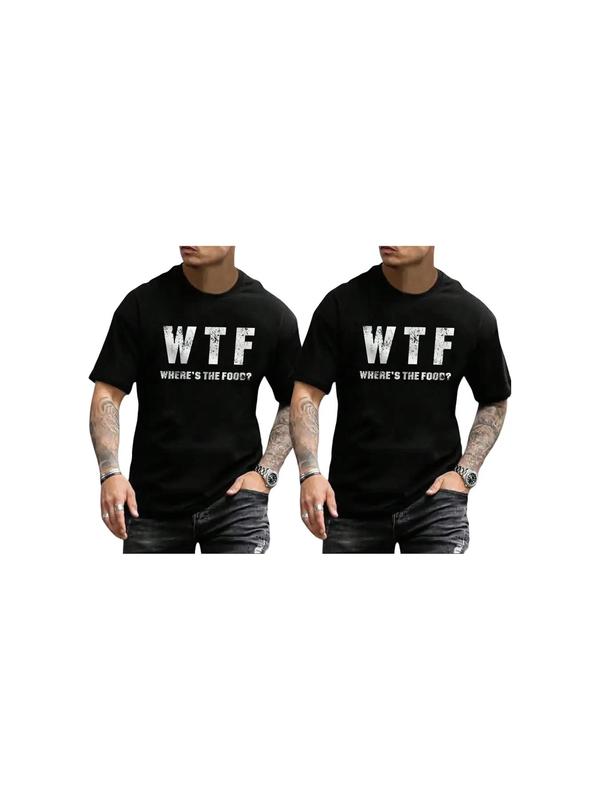 Men's Slogan Graphic Round Neck Tee, Summer Clothes, Regular Fit Short Sleeve Crew Neck T-Shirt for Daily Outdoor Wear, Casual Comfy Knitting Top for Summer 2