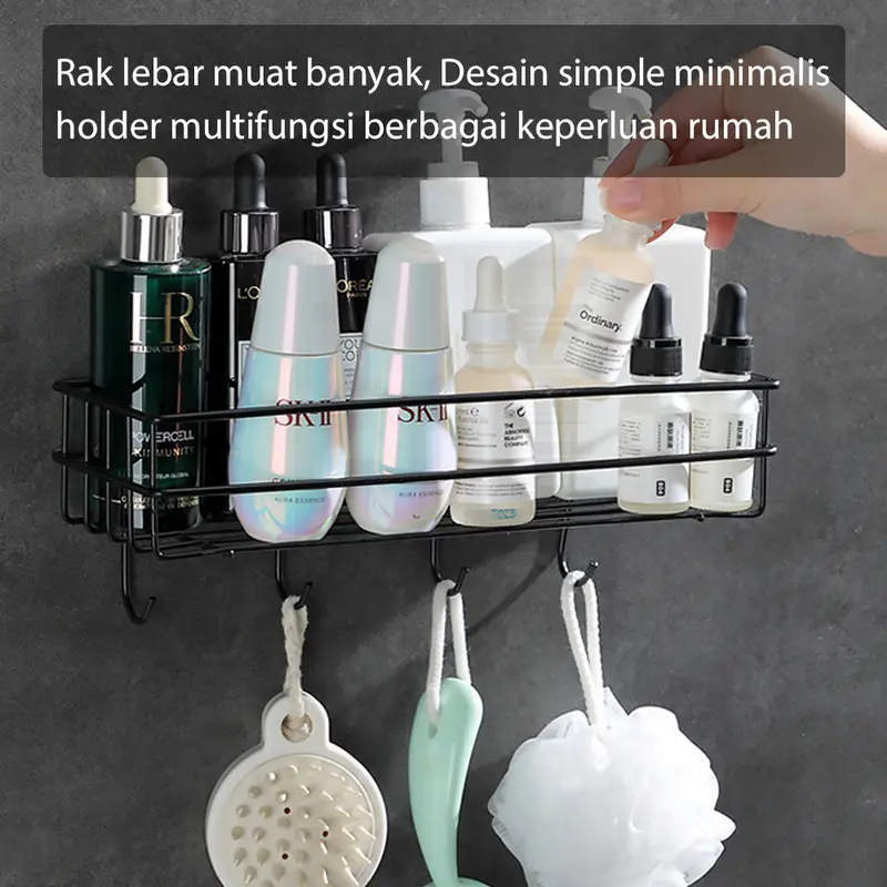 HUGO Rak Sudut Kamar Mandi Tempel Dinding Keramik Rak Sabun Toilet Serbaguna Rak Dapur Besi Rak Kamar Mandi Kokoh 4