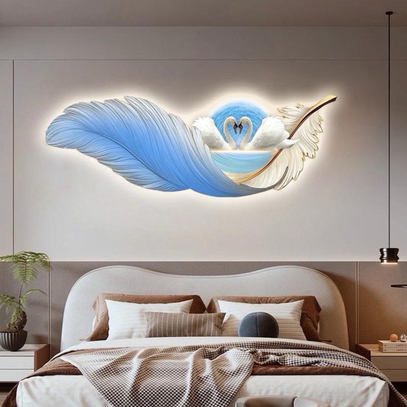 Tranh Thiên Nga tráng gương điện led treo phòng ngủ/ phòng khách/ phòng bếp/ quà tặng tân gia Treo Tường Decor Tường Đồng 6