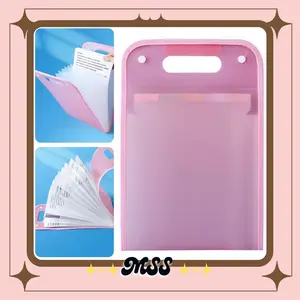MSS (COD) Tas file Handle Warna Transparan Anti Air Multi Layer Folder Tas File 13 Sekat Map Tas Dokumen A4 Folder Map Kerja Document Stationery Stiker