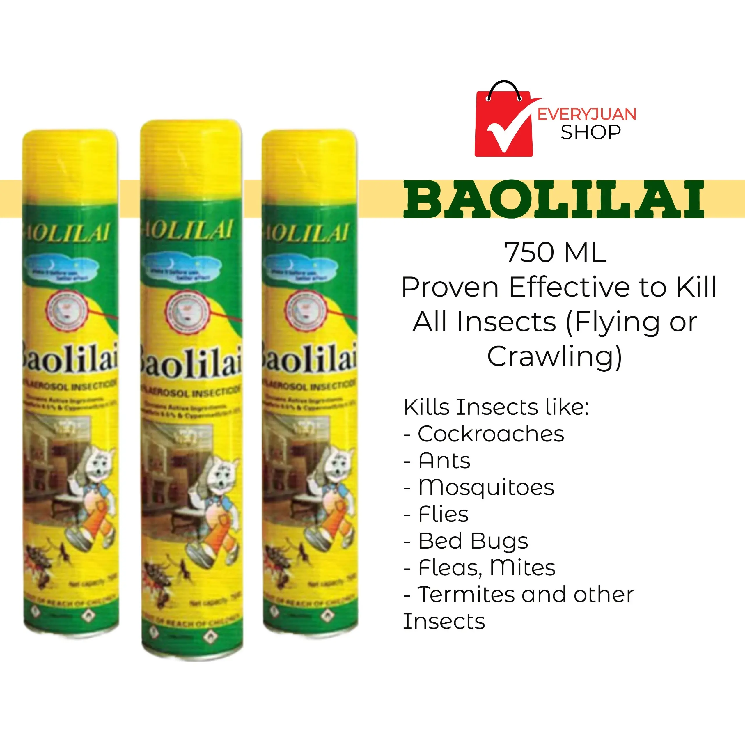 Baolilai 750ML Lemon Scent Insect Killer Liquid Spray Scented