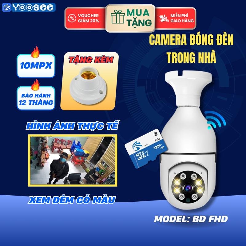 Camera Chui Bóng Đèn Yoosee 10Mpx, Ban Đêm Có Màu, Xoay 360 Độ, Cảnh Báo Chống Trôm, Đàm Thoại 2 Chiều, BH 12 Tháng, Camera Minh Tâm 0