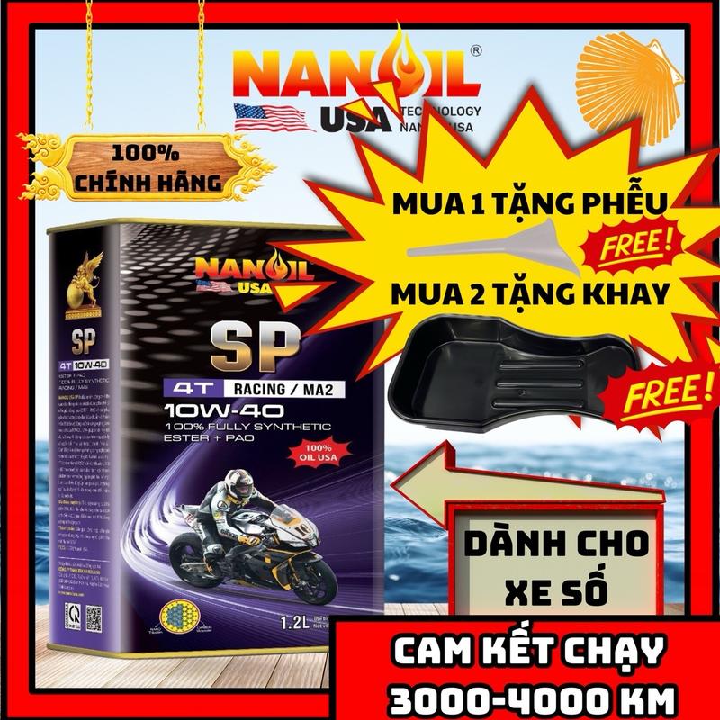 Dầu nhớt xe số NANOIL USA 10W40 & 10W50 SP (0,8L - 1L - 1.2L - 1.3L)  [MUA 1 TẶNG PHỄU, MUA 2 TẶNG KHAY XÃ NHỚT] 0