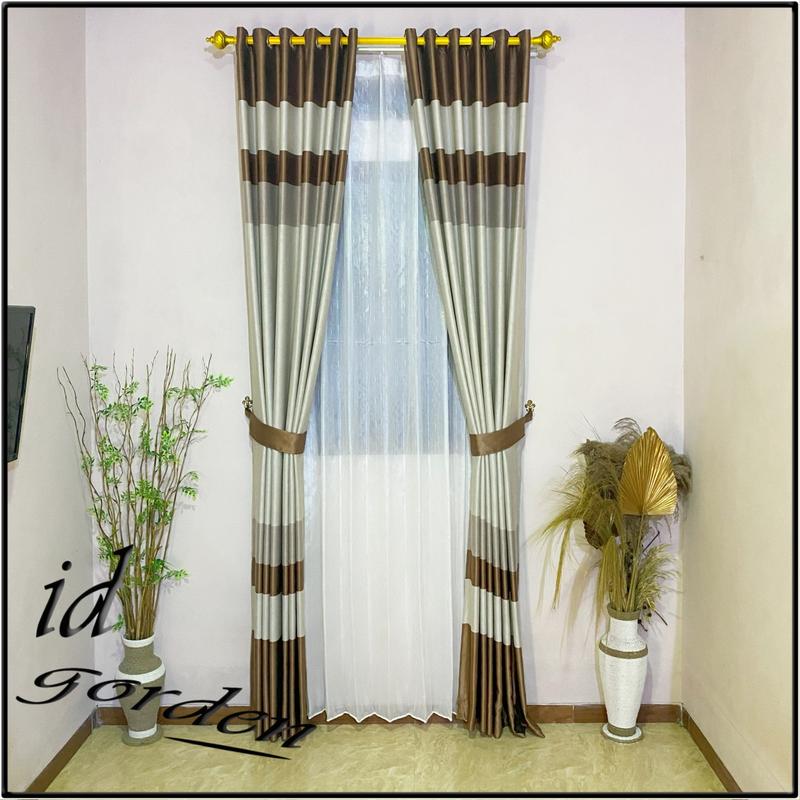 gorden jendela rumah bahan blackout semi bludru motif embos model smokring 7