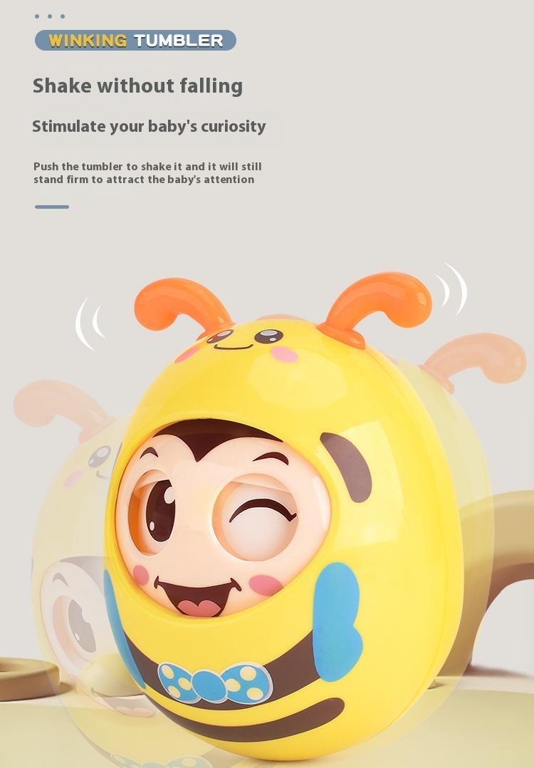 Product Introduction of Children's Nodding Winking Little Bee Roly-Poly Baby Soft Ear Teething Bell Soothing Rattle Roly-Poly 3
