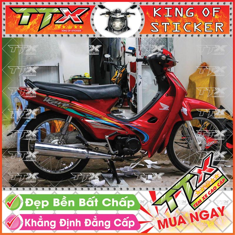 Tem Xe Wave Nhỏ 110 Viền Chỉ Đỏ Vàng Xám Xanh Cao Cấp 3 Lớp In 100% Công Nghệ Nhật