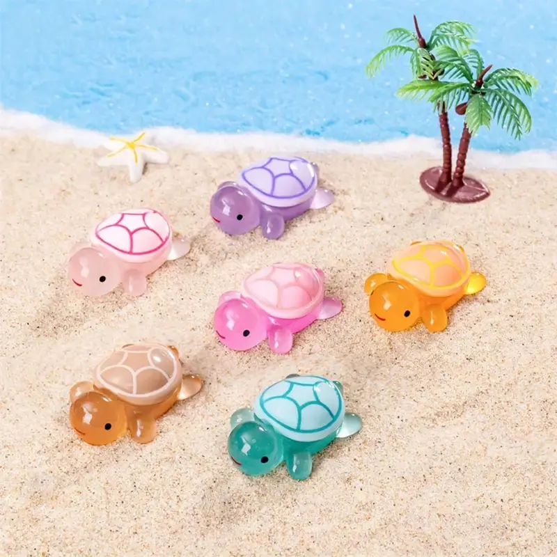 Random Color Luminous Turtle Design Ornament, 30pcs/set Cute Turtle Decoration, Mini Glow in The Dark Turtle Ornament for Home Decor 4