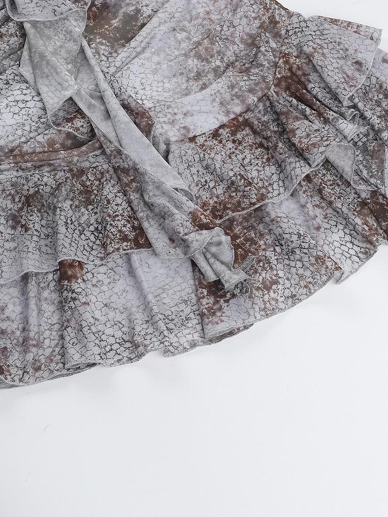 Product Introduction of Women's All Over Print Halter Neck Tulle Dress, Casual Sleeveless Layered Hem Dress for Summer, Ladies Clothes for Beach Holiday 9