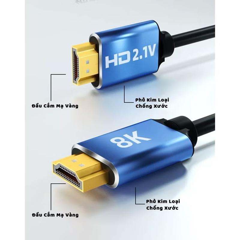 Dây HDMI, Cáp HDMI 2.1 Hỗ Trợ 8K 144Hz Đầu Cắm Mạ Vàng 1
