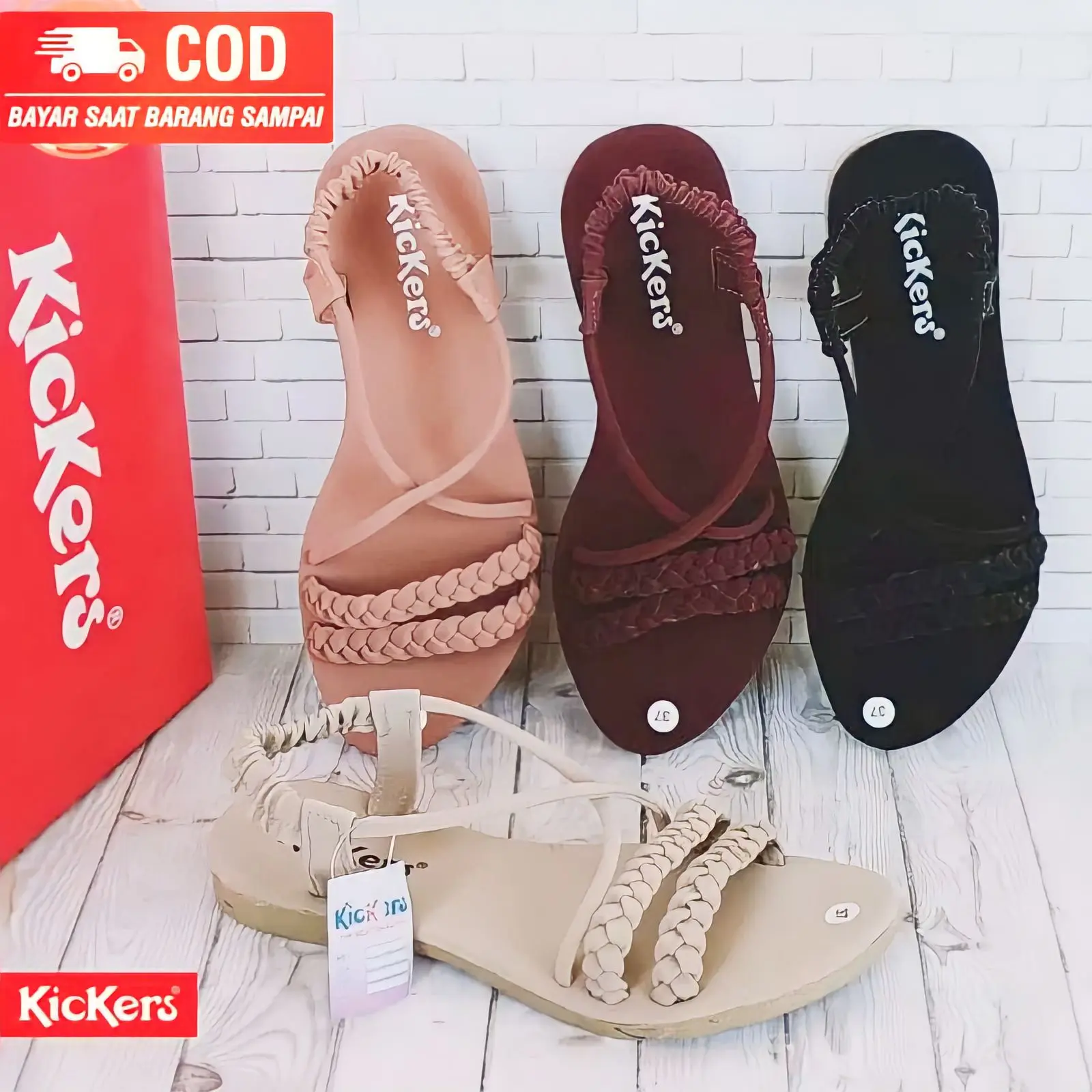Sandal wanita kickers japit sandal trepes wanita sendal kickers wanita sandal let kepang Jepit Flat  Sandal Cewek Teplek sandal  tali korean style sandal  teplek import branded elegan