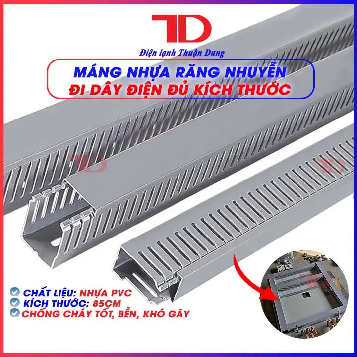 Máng điện đi dây 85cm, nẹp điện nhựa răng nhuyễn lắp tủ điện, máng nhựa đi dây, Điện Lạnh Thuận Dung