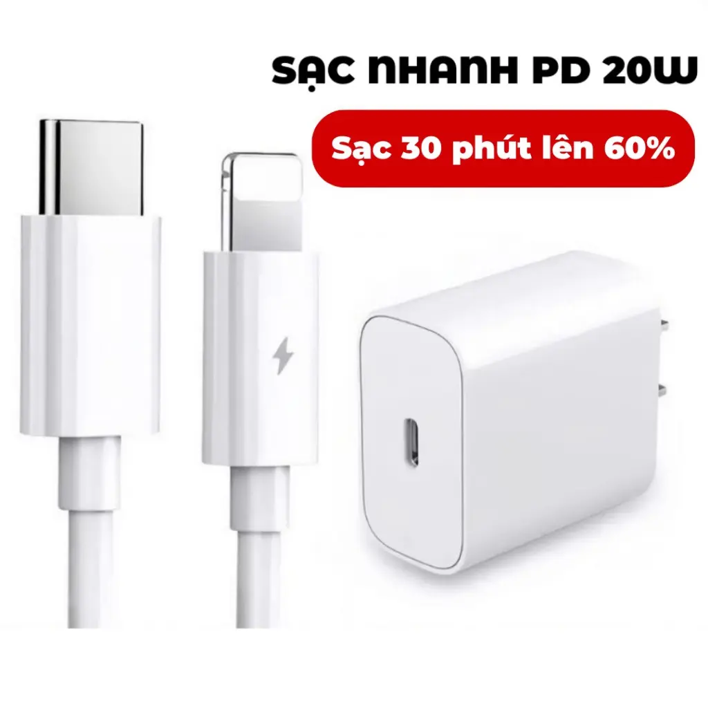 bộ sạc nhanh 20w cho ip 8-14 prm sạc 30p lên 50-60% pin Phụ Kiện combo  cucap sac