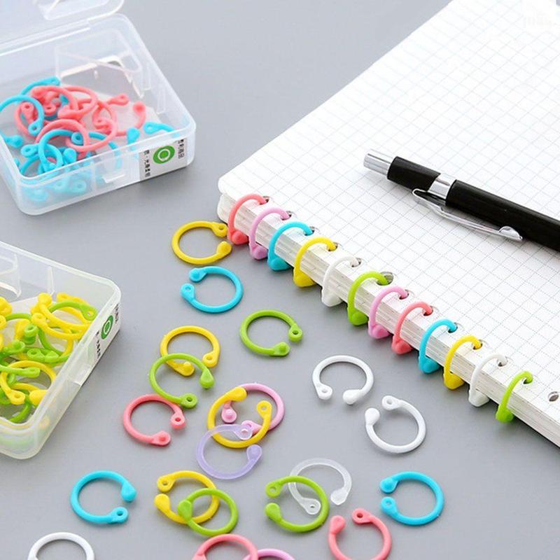 Hộp 32 chiếc 15mm 15 chiếc 20mm khoen còng nhựa PE nhiều màu Pkbeoshop làm Flashcard sổ bìa còng móc treo đồ 1