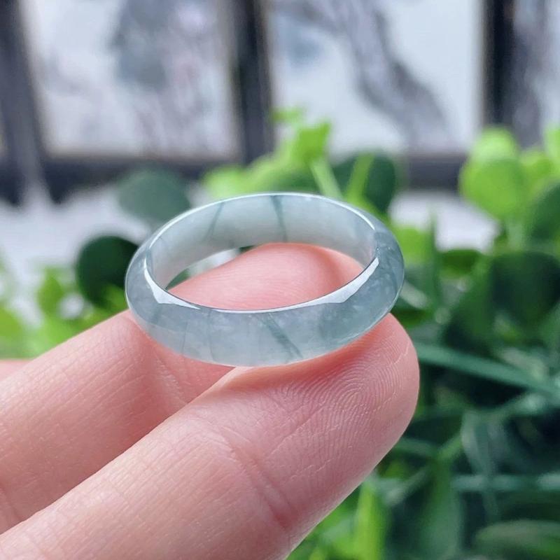 Nhẫn Hoa Nổi, Chất Liệu Đá Cẩm Thạch Giả, Màu Xanh Băng Cao, Thiết Kế Đơn Giản, Vòng Tay, Vành Rộng, Vành Giống Như Băng, Ý Tưởng Nghệ Thuật Phong Cảnh Chuôi Nhẫn Cao Cấp 7