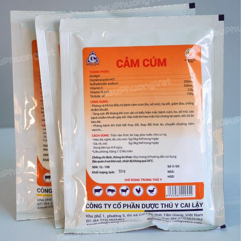 Cảm cúm (Cai Lậy) gói 50g,100gr bột hòa tan điều t.r.ị cảm cúm - ho - sổ mũi do thay đổi thời tiết trên gà - vịt - gia cầm - gia súc 3