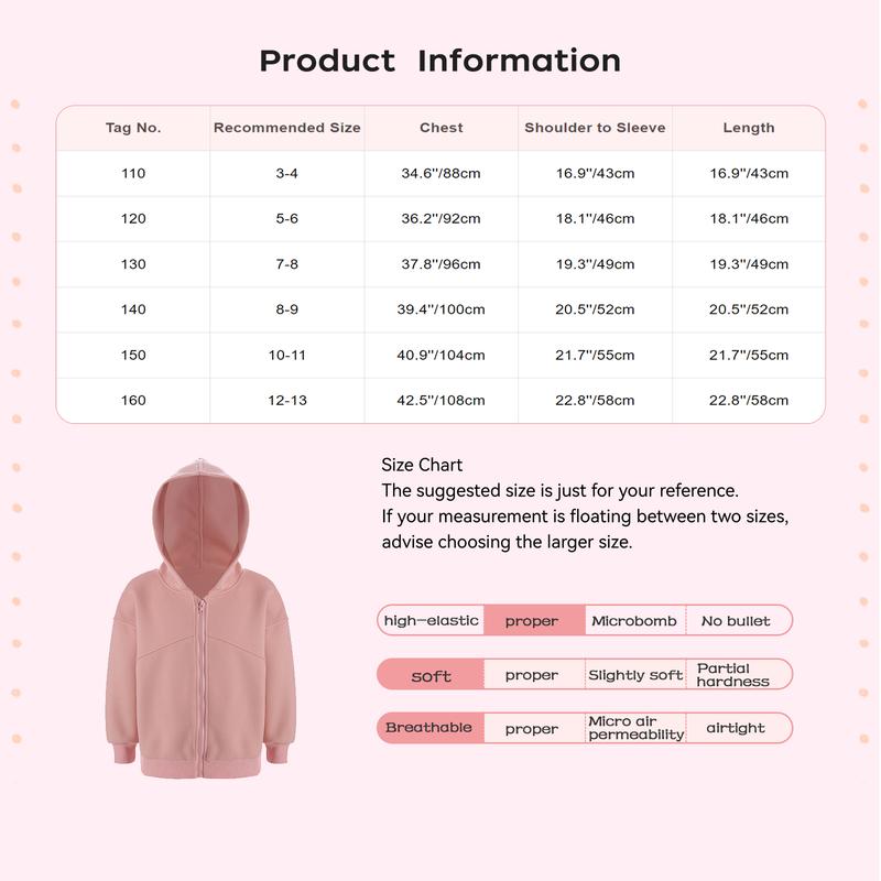 Product Introduction of Mufeng Kids Girls Full Zip Hooded Sweatshirt Long Sleeve Outerwear Jacket Fall Winter Coat Streetwear 0
