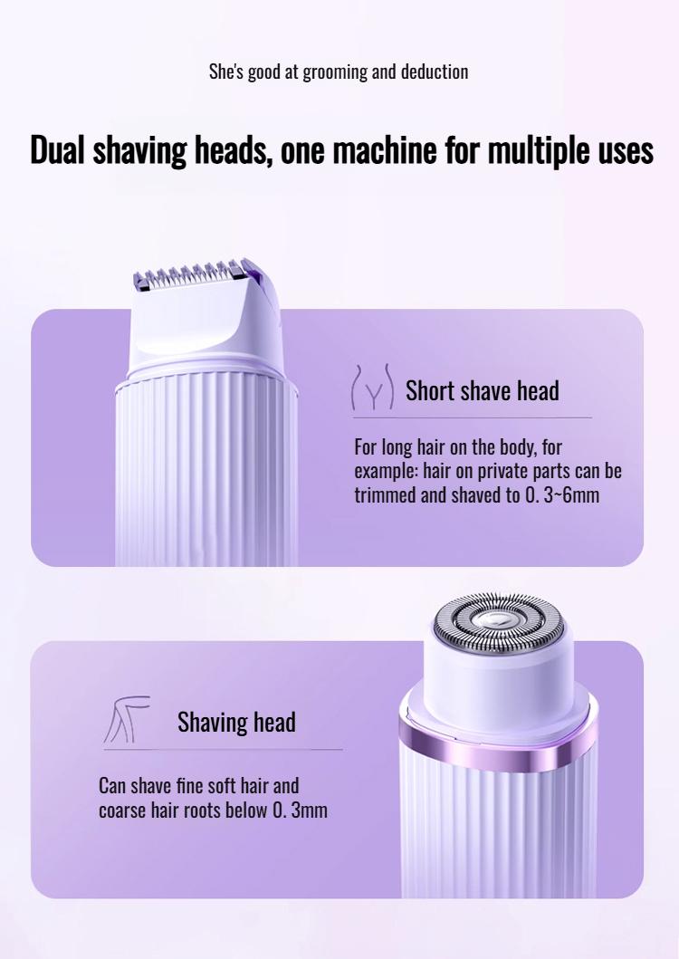 Product Introduction of Women's fullbody electric shaver special dualhead trimmer for underarm hair 3