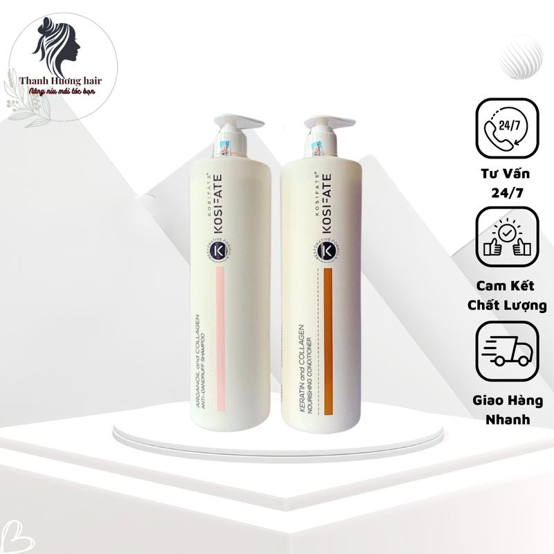 ( 1 CẶP TẶNG TINH DẦU DƯỠNG ) Dầu gội xả dưỡng sinh Kosifate Keratin Complex ngăn ngừa rụng tóc phục hồi tóc hư tổn 1000ml - [Thanh Hương Hair] Chăm Sóc Tóc Women Dưỡng Tóc