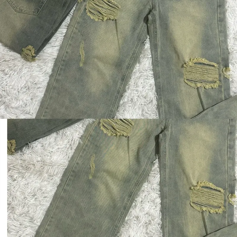 V.M-Quần Jeans Nữ Suông Rách Trước Sau Phủ Dơ Nhẹ (S-2XL)Chất Jeans Mềm QC VM053 Women Pants 4