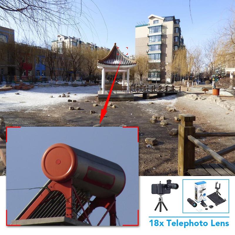 18X Magnification Mobile Phone Telescope Lens, Mobile Phone Zoom Lens With Tripod & Phone Clip & Cloth & Storage Bag & Lens Cover, Phone Accessories For Long Distance Shooting 8