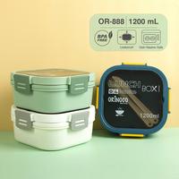 Gambar Kotak Makan 2 Layer OR-888 dengan Tempat Sup Anti Tumpah 1200ml Garpu Plastik - White dari Ollahomeliving Kota Bogor 2 Tokopedia