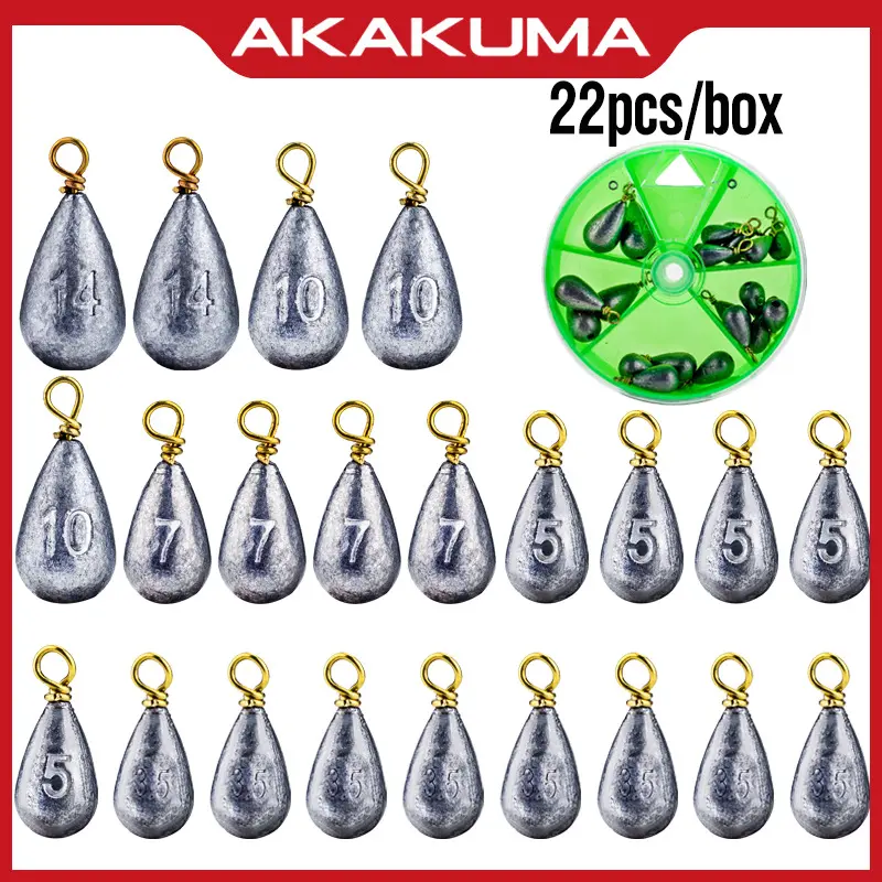 Boxed water droplet shaped lead sinker with ring, lure lead sinker, sea ...