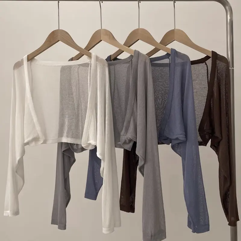 Áo Cardigan Dệt Kim, Ngắn, Cho Nữ, Mỏng, Có Thể Mặc Ngoài Trời, Chống Nắng, Thích Hợp Cho Mùa Hè, Áo Điều Hòa Không Khí, Một Cỡ