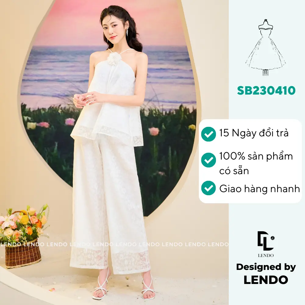 Sét Bộ Yếm Ren Đính Hoa LENDO SB230410 Nữ Áo