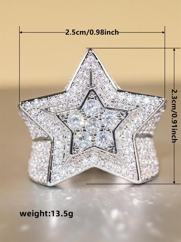 Star Design Rhinestone Decorated Ring, Fashion Accessories for Women & Girls, Trendy All-match & Exquisite Jewelry for Birthday Gift 1