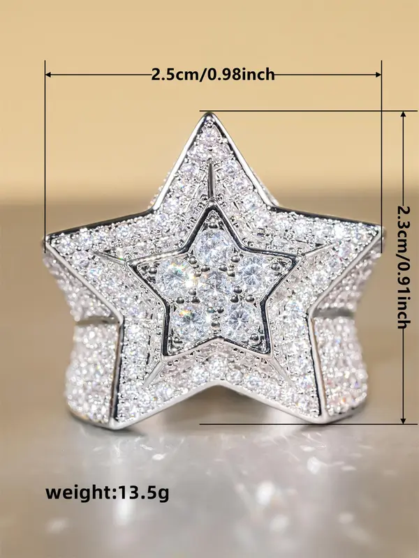 Star Design Rhinestone Decorated Ring, Fashion Accessories for Women & Girls, Trendy All-match & Exquisite Jewelry for Birthday Gift 1