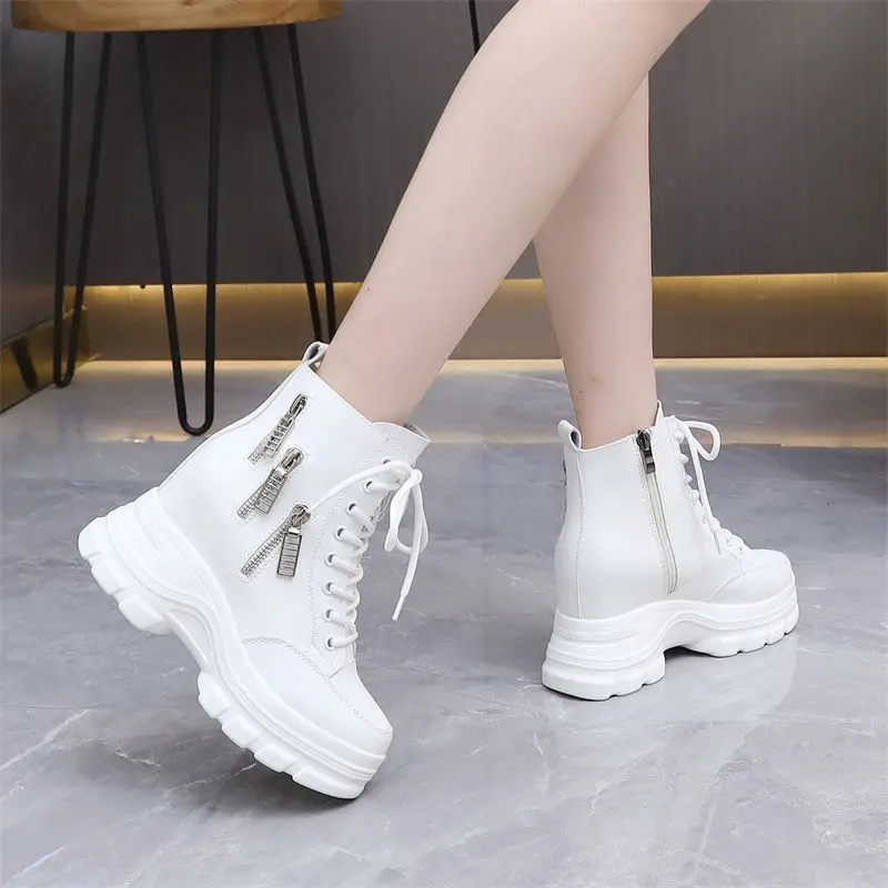 Boot Martin, Tăng Chiều Cao, Dành Cho Nữ, Mùa Thu Và Mùa Đông, Lót Lông Cừu, Da Dày, Cỡ Nhỏ Và Mỏng, Bốt Ngắn, 2024