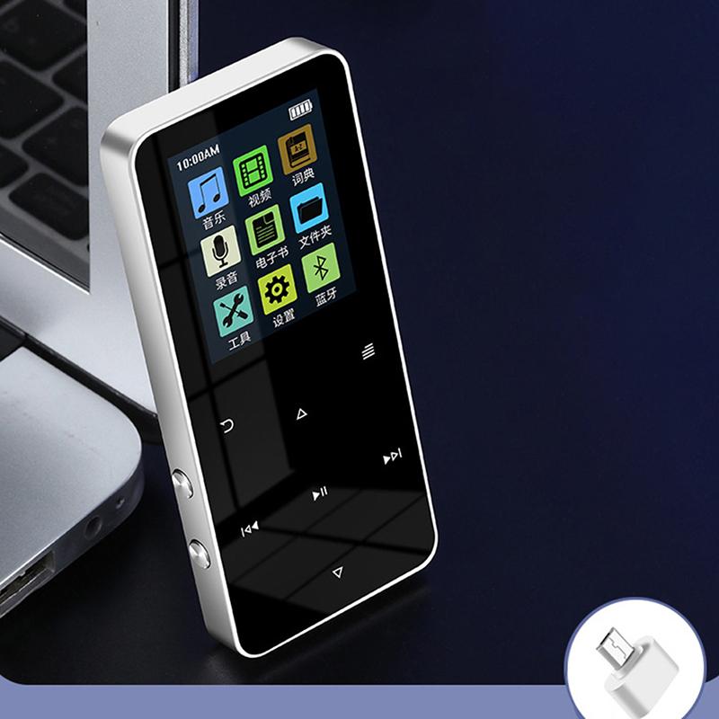 Máy nghe nhạc MP4 với Bluetooth và Loa Tích Hợp Phím cảm ứng Đài FM Máy nghe nhạc Video Màn hình 1 8 inch Máy nghe nhạc Hifi kim loại Walkman Earphone Không Dây