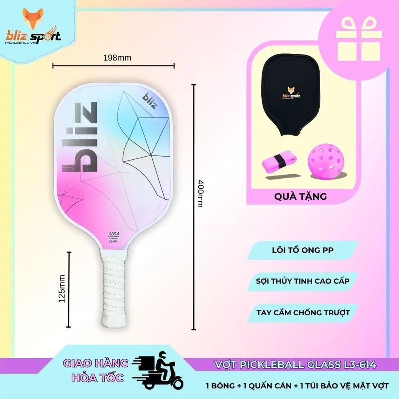 Vợt Pickleball hiệu BLiz Sợi Thủy Tinh cao cấp BlizL3 2
