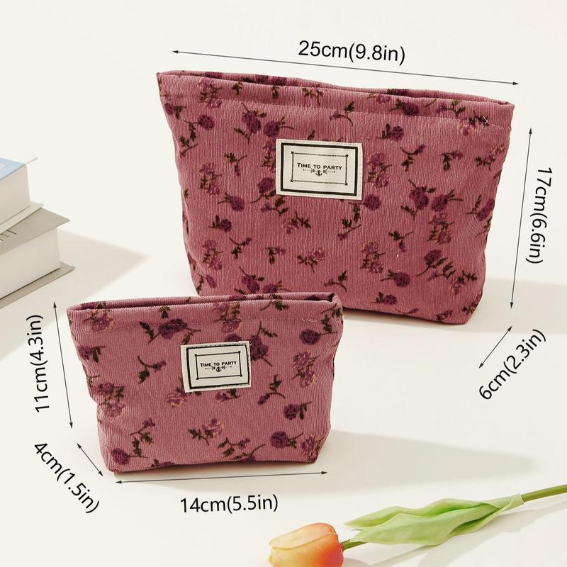Product Introduction of Vintage Floral Pattern Makeup Bag Set, Large Capacity Cosmetic Storage Bag with Zipper, Versatile Makeup Organizer Pouch for Travel 18