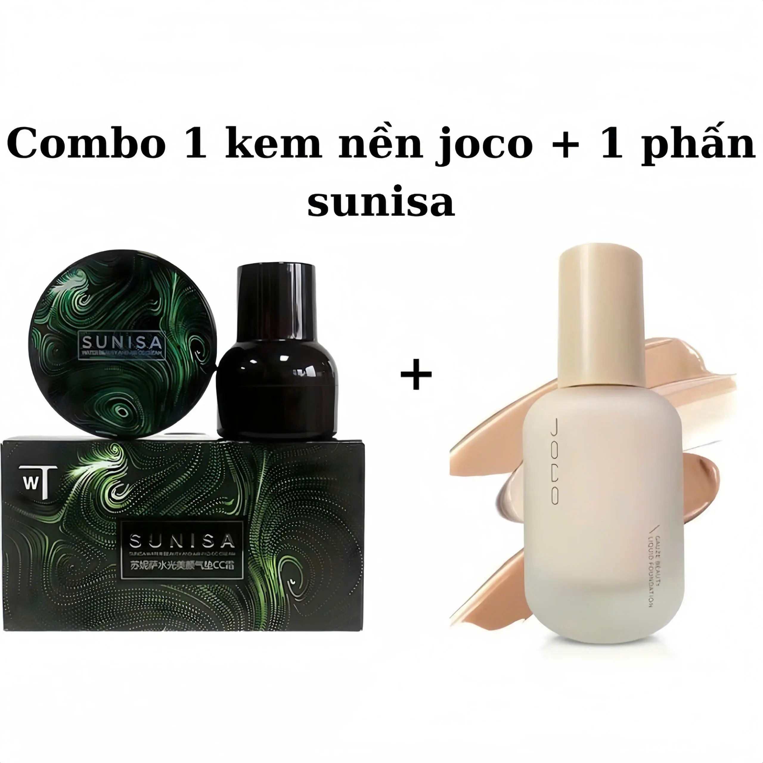 Combo 1 Kem nền Joco che khuyết điểm + 1 Phấn nước BB Sunisa Cosmetic trang điểm