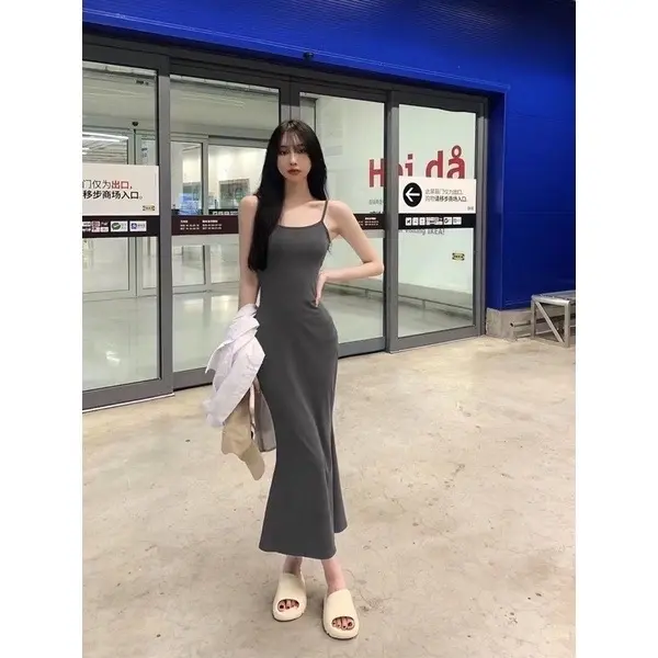 Đầm Body Nữ Dáng Dài Đuôi Cá Len Tăm, Váy ôm body sexy Hai Dây 3 Màu tôn dáng cực đỉnh 030 | BigBuy360 - bigbuy360.vn