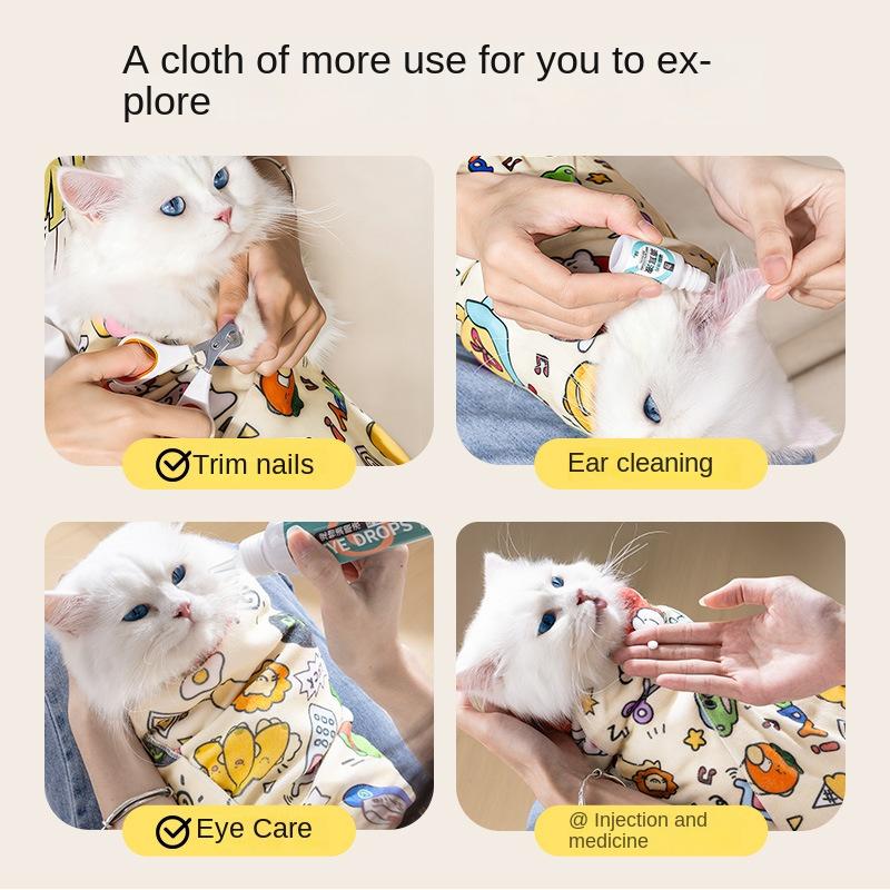 Pet Cat Wrap Multi-Functional Self-Adhesive Cloth Hundred Stickers Cute Cat Cleaning Nail Trimming Anti-Scratch Anti-Escape Fixing Cloth scratcher  dinding 3