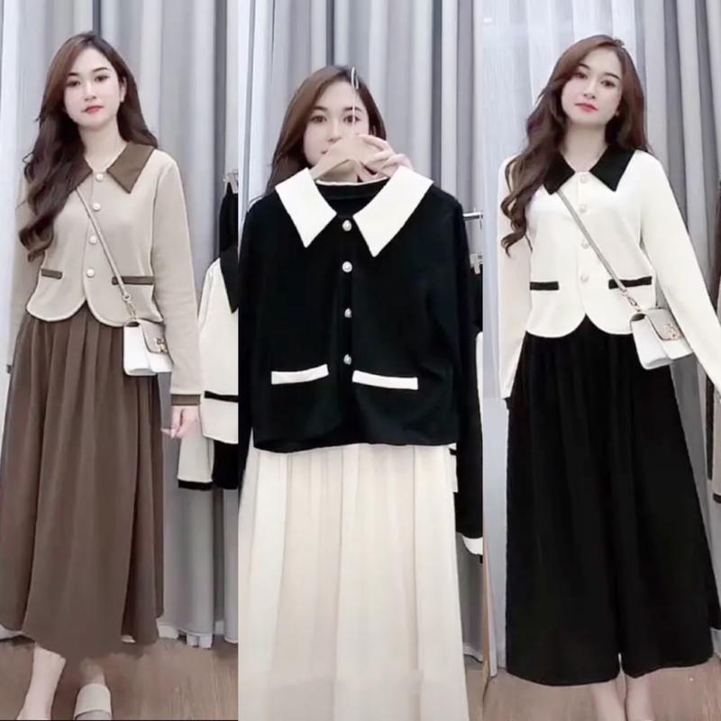 Sét Bigsize Thiết Kế Thu Đông Tay Dài Cổ Bẻ Váy Dáng Chữ A Vải Nỉ Tăm Cao Cấp, Thời Trang Bigsize Nữ đẹp Sang Chảnh Freesize 50-100kg Ennhocobigsize Nhung Women Đen  set Nỉ big size noel bộ dsq mùa đông set đồ noel nữ bigsize đồ tết 2024 cho nữ Áo - 2080