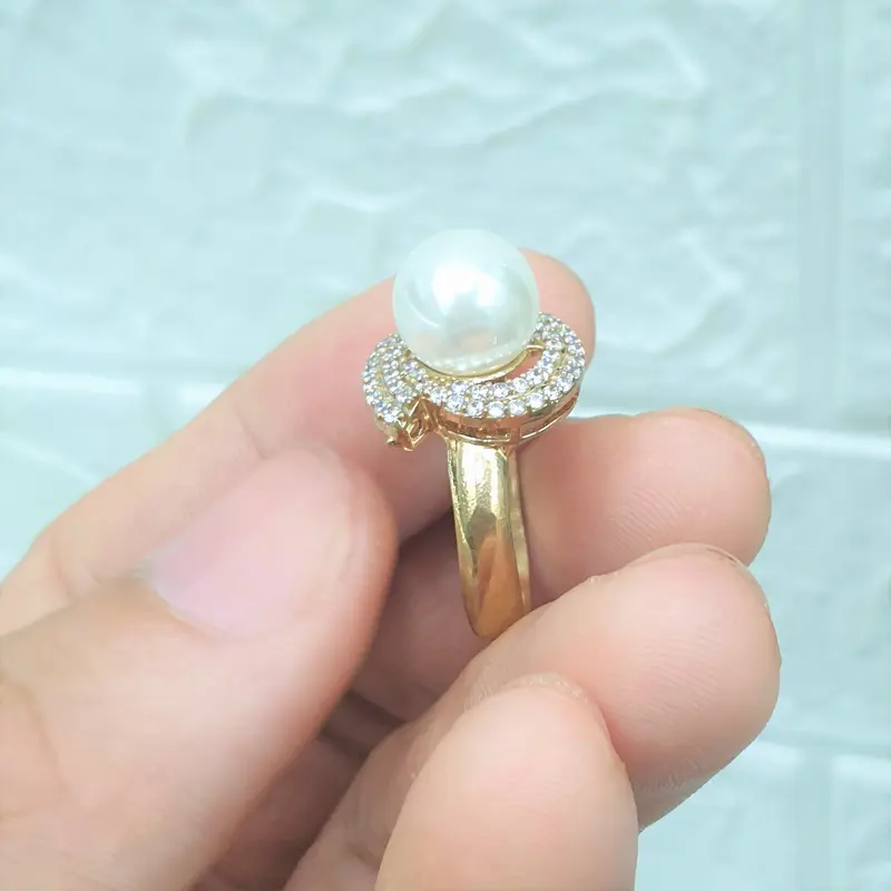 (Có Ký Hiệu-Dùng Như Vàng) Nhẫn Đính Trai Xoàn Cắt Cao Cấp- Nhẫn nữ dùng lâu dài tắm rửa thoải mái không phai không kiêng mồ hôi,có pha vàng bên trong 5