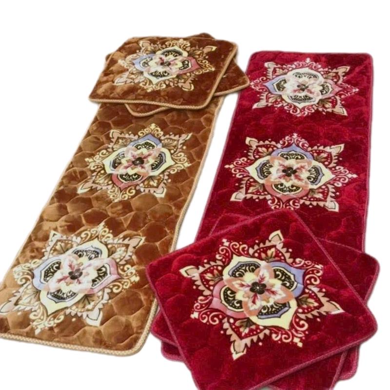 Bộ 3 thảm ghế nỉ nhung đệm ghế gỗ sofa 1 thảm dài + 2 thảm vuông