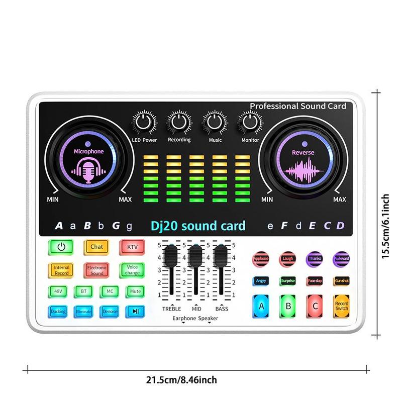 Live Streaming Audio Mixer & Pro-BM800 Microphone, Bluetooth-compatible Audio Interface, Mute Button, Individual Controls, Volume Faders, Noise Cancellation Audio Mixer 1