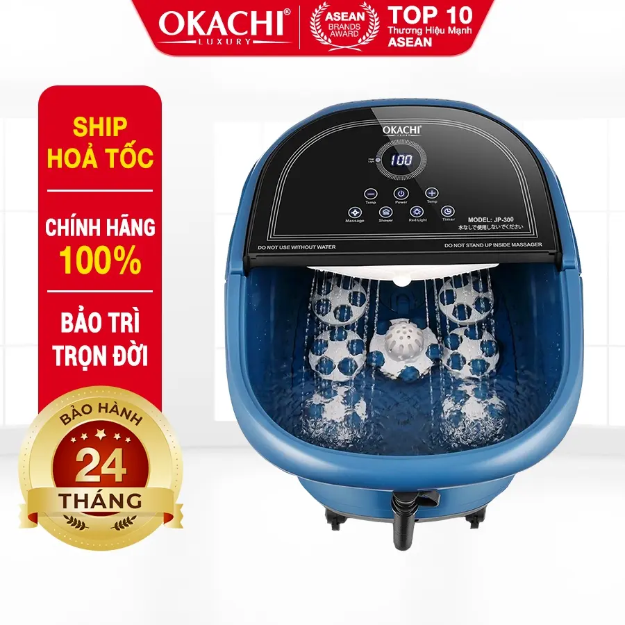Bồn Ngâm Chân Massage Okachi JP-300 Với Sưởi Nhiệt Làm Ấm Đôi Chân Nhanh Chóng, Có Thể Điều Chỉnh Nhiệt Độ Theo Ý Muốn máy  ngâm chân