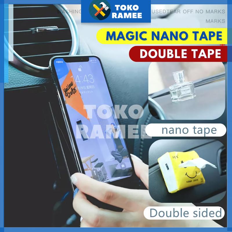 Lem Double / Doble Tape Nano Magic Tape Lakban Selotip Isolasi Tempelan Perekat 2 Sisi Double / Doubel / Dauble Tip Tipe Tap Tape 1M 3M 5M Bening Akrilik Acrylic Super Kuat Tanpa Bekas Dinding Serbaguna Multifungsi Waterproof Water Proof Bisa Dicuci 8