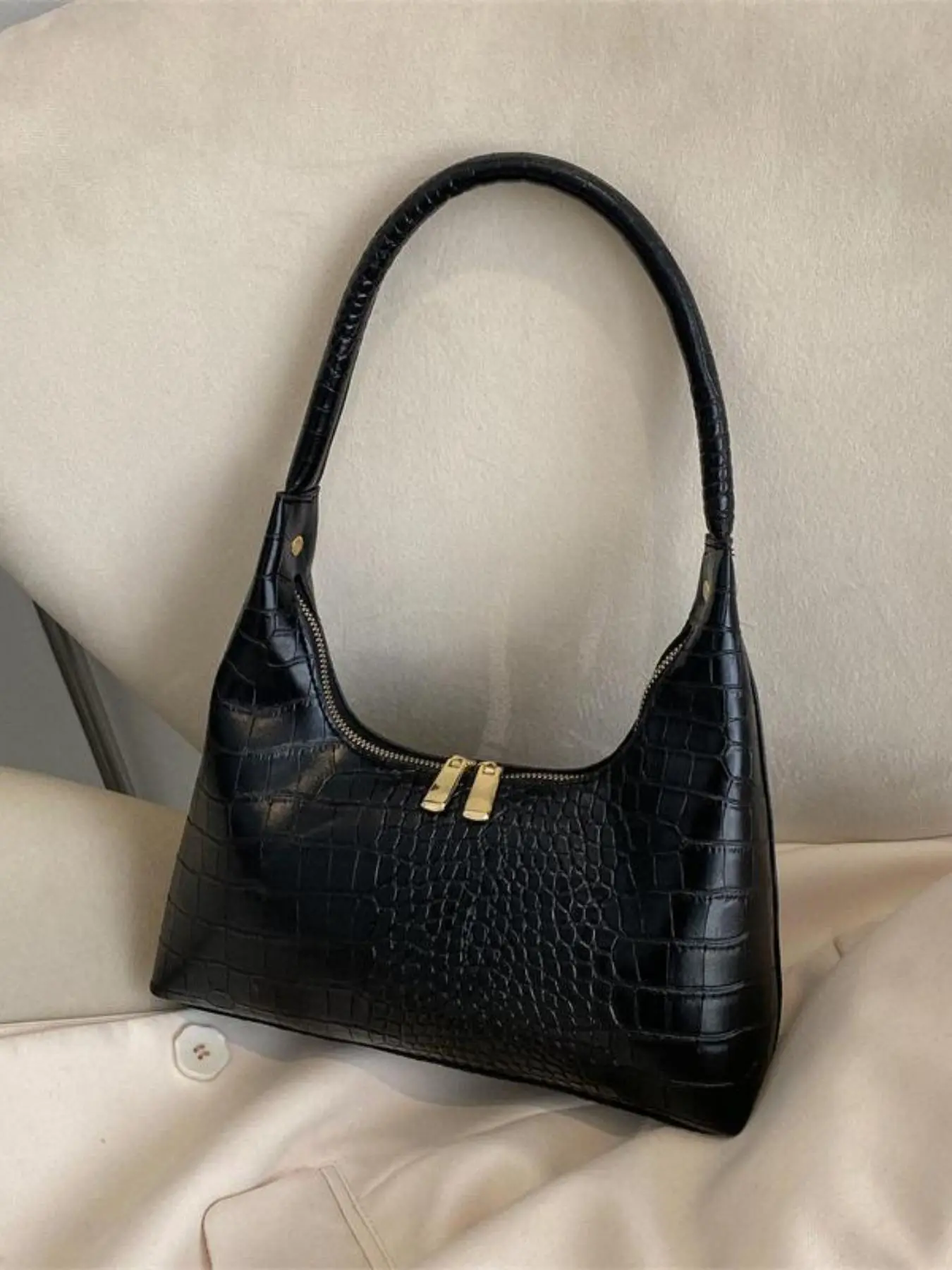 Women's Solid Color Shoulder Bag, Fashionable Baguette Bag for Work & Daily Used, Casual Trendy Versatile High-quality Daily Commuting Bag, Girl Fashionable Shopping Bag